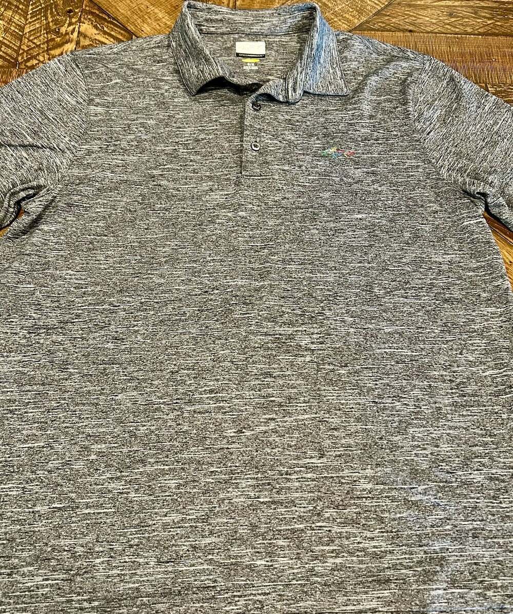 Greg Norman PlayDry Polo Shirt Size M Gray Heather Shark Logo